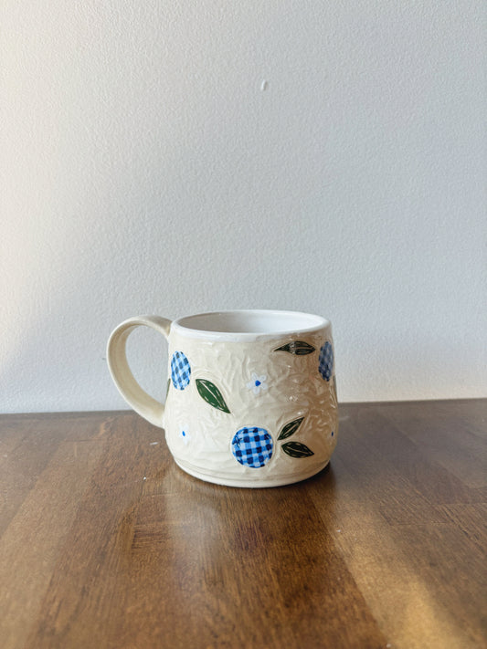 Gingham Blueberry Mug