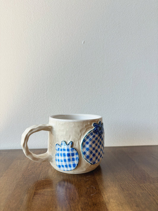 Blueberry Gingham Patchwork Mug