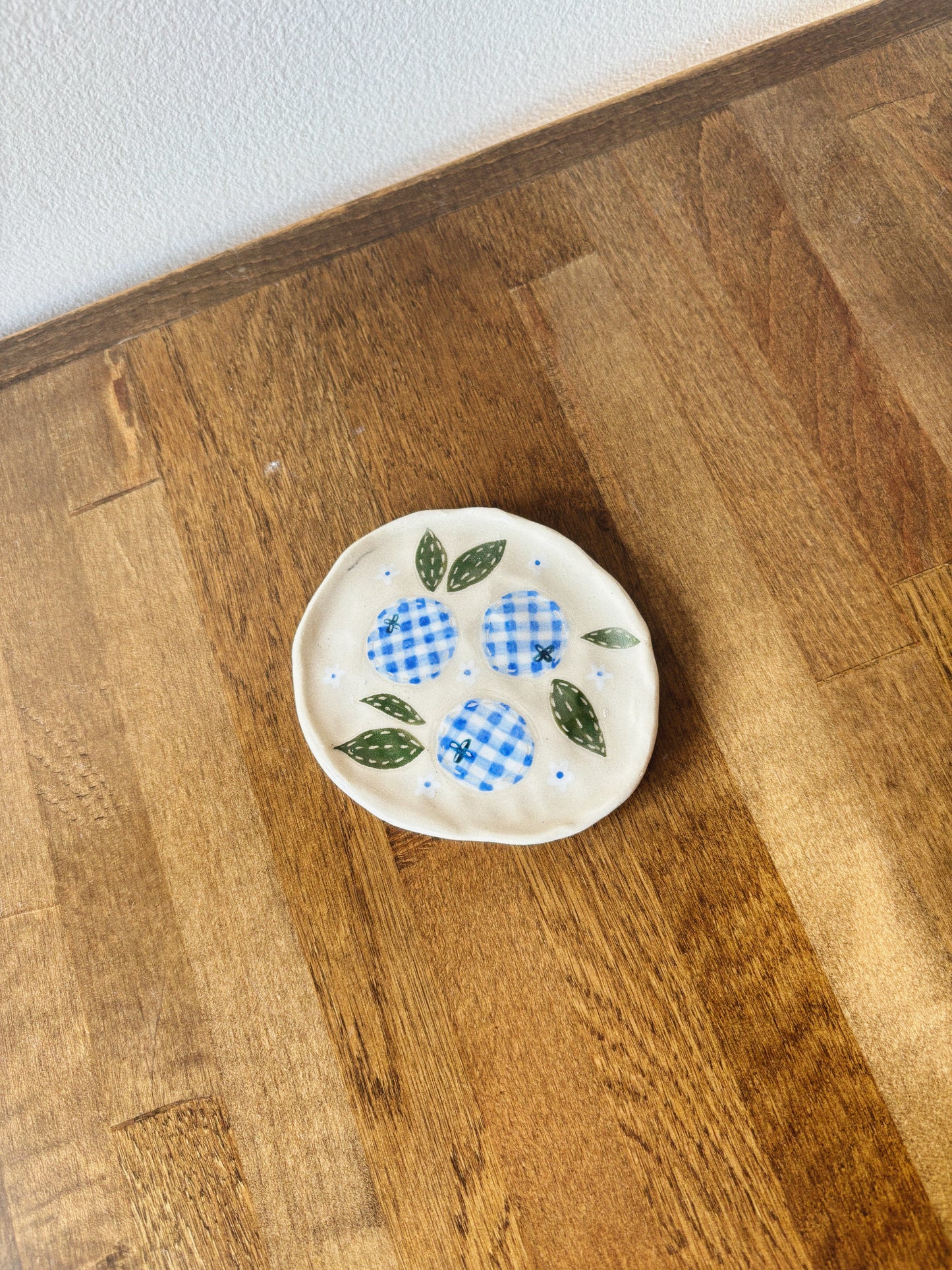 Blueberry Gingham Ring Dish
