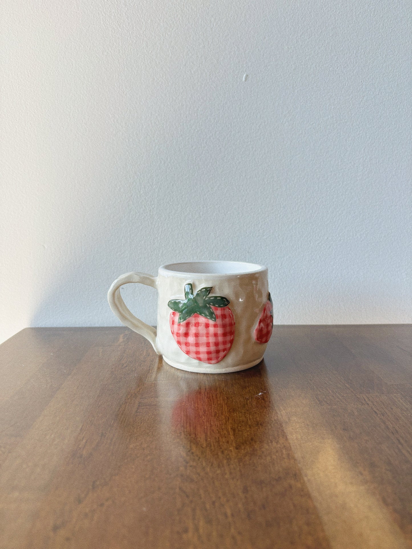 Strawberry Gingham Patchwork Mug