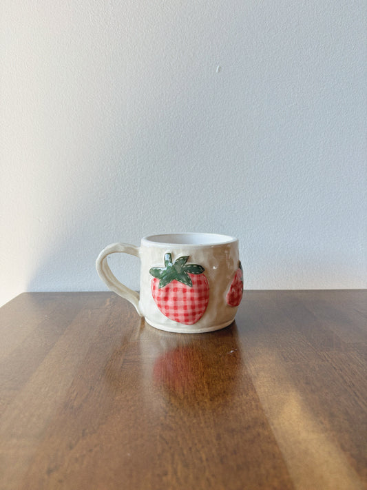 Strawberry Gingham Patchwork Mug