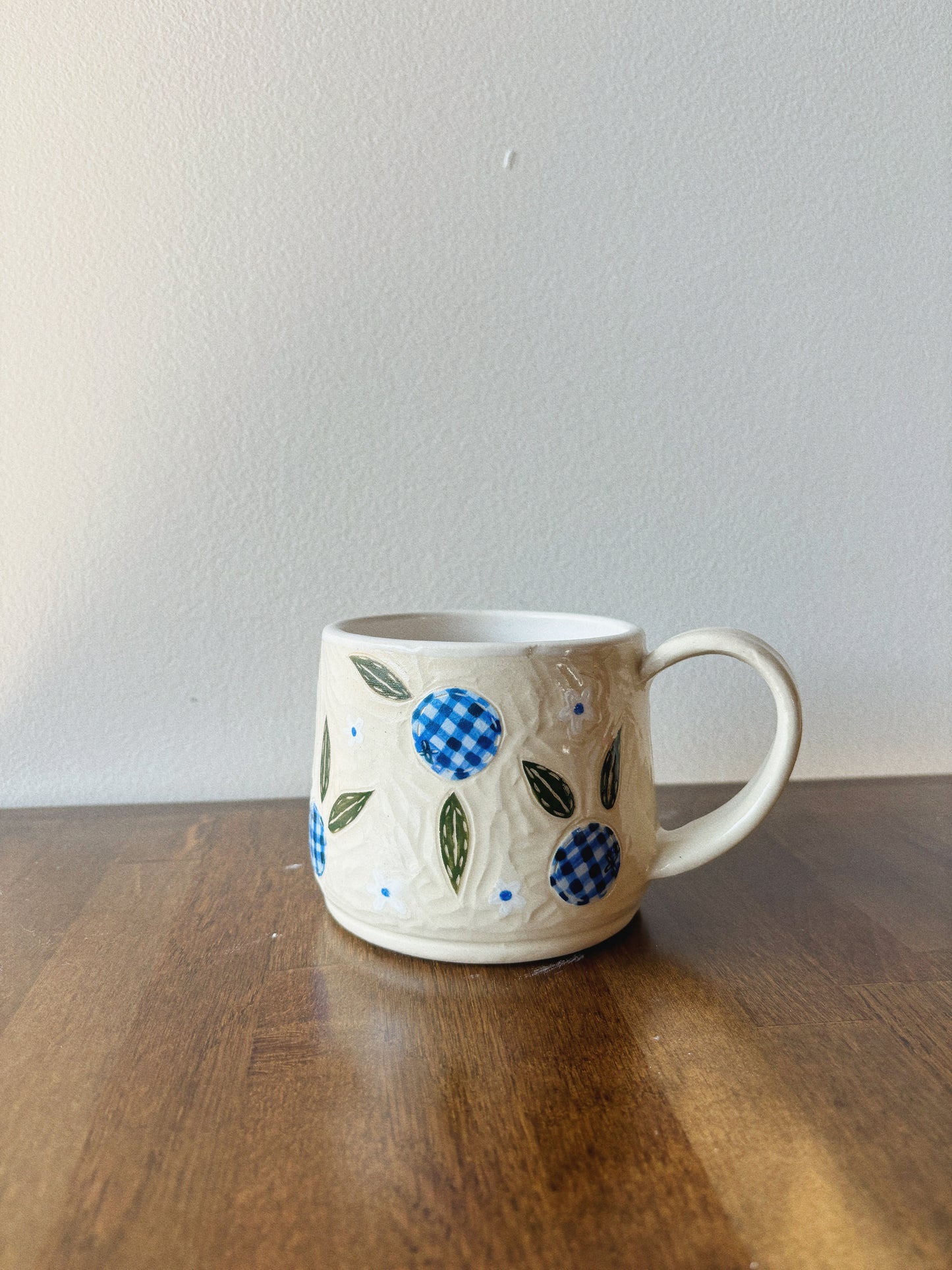 Gingham Blueberry Mug