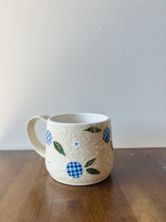 Gingham Blueberry Mug