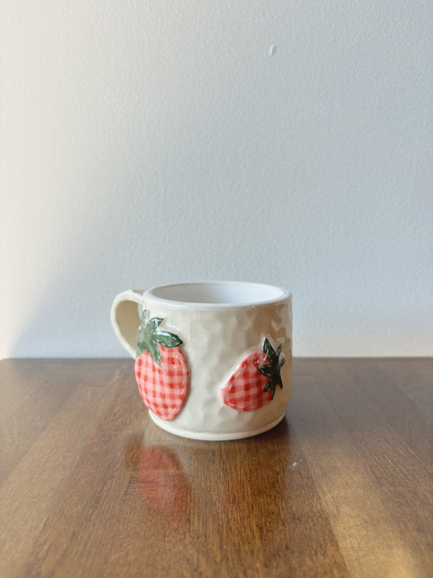 Strawberry Gingham Patchwork Mug