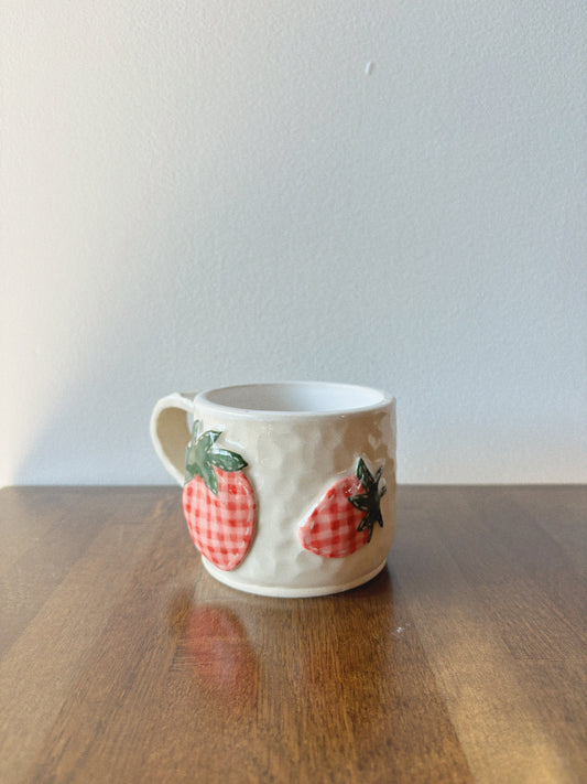 Strawberry Gingham Patchwork Mug
