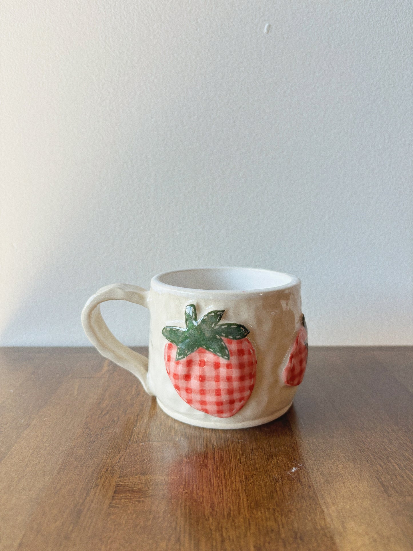 Strawberry Gingham Patchwork Mug